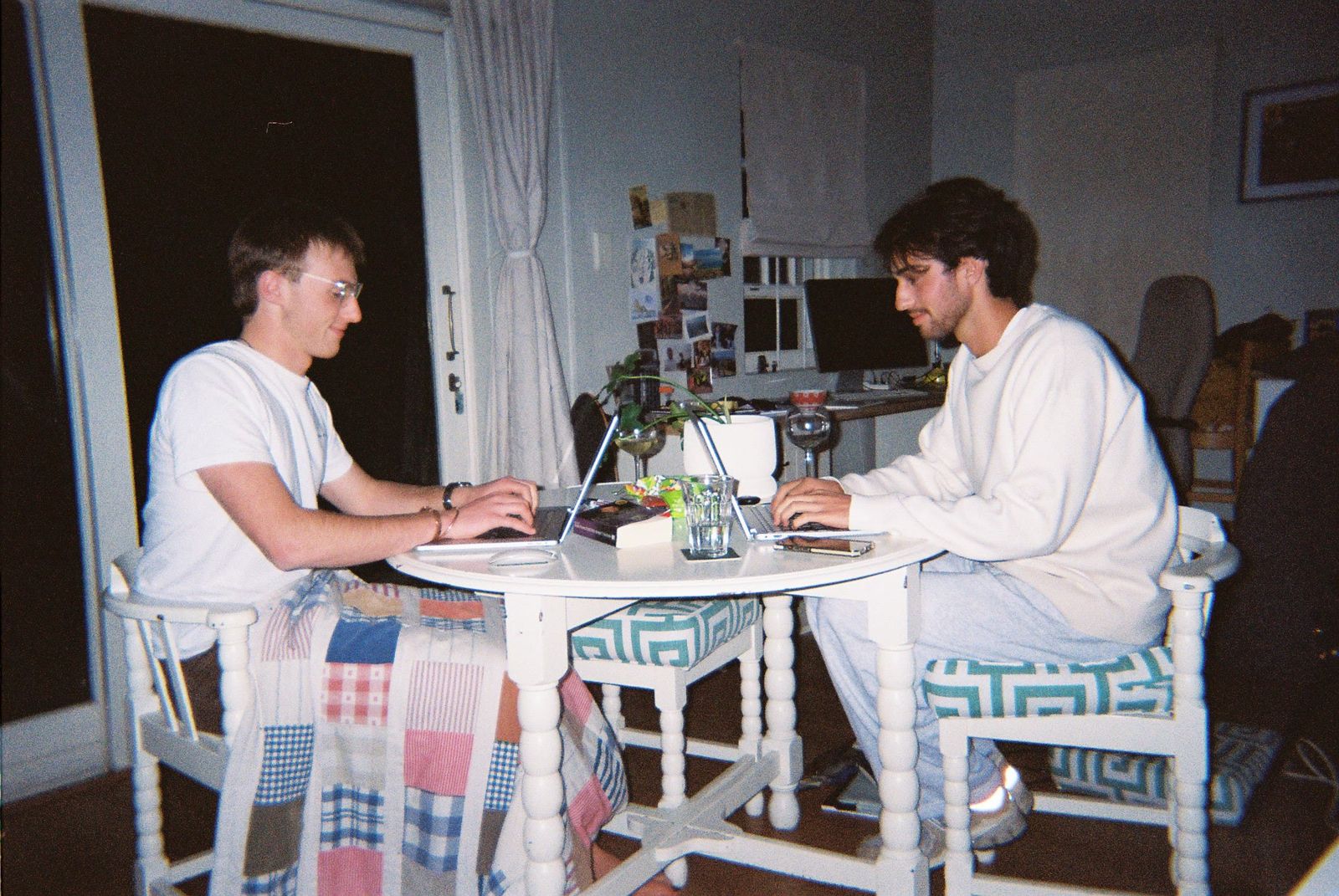 Seth and Cam working at the same table